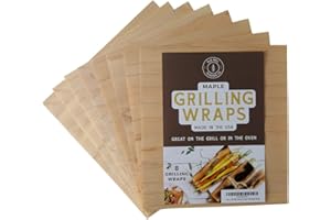 OLD MILL TRADING CO. Maple Grilling Wraps 8-Pack - 7.25" x 8" Hardwood Wraps with String - Creates Juicy, Moist Meat- Works Well with Pork, Lamb, Poultry, Cheese, Fruit & More - 100% Natural & Sustainably Sourced