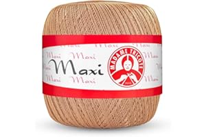 Maxi Madame Tricote Paris 100% Mercerized Cotton Yarn for Crochet and Knitting. NE 10/3 Nm 17/3 Suitable for All Crochet Techniques- Color Number 4103 Size No. 5. Maple Sugar (Pantone 15-1316)