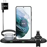 Lopnord Wireless Charging Station for Samsung Galaxy Z Fold 3/Flip 3/S21 S20 S10, 3 in 1 Wireless Charger Dock Compatible wit