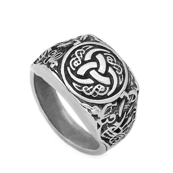 GuoShuang Nordic Wikinger Knoten Drachen Edelstahl Amulett Skandinavischer Ring mit Wikinger Geschenkt¨¹te