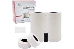 Motex 1 Line Labels - 10,000 White Blank Price and Date Gun Labels with 1 Ink Roll, Fits MX-5500 and Perco 1 Line Price and Date Guns