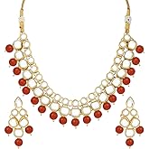 Aheli Wedding Party Indian Faux Kundan Pearl & Beads Necklace Earrings Set Ethnic Fashion Jewelry Gift for Women