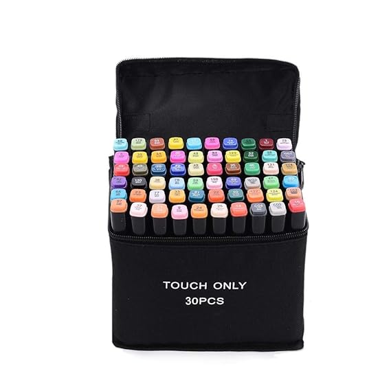 su-luoyu Farbige Graffiti Stift Fettige Mark Farben Marker Set Aquarell Pinselstift Set 30 Farben, Doppelter Kopf Markierung 