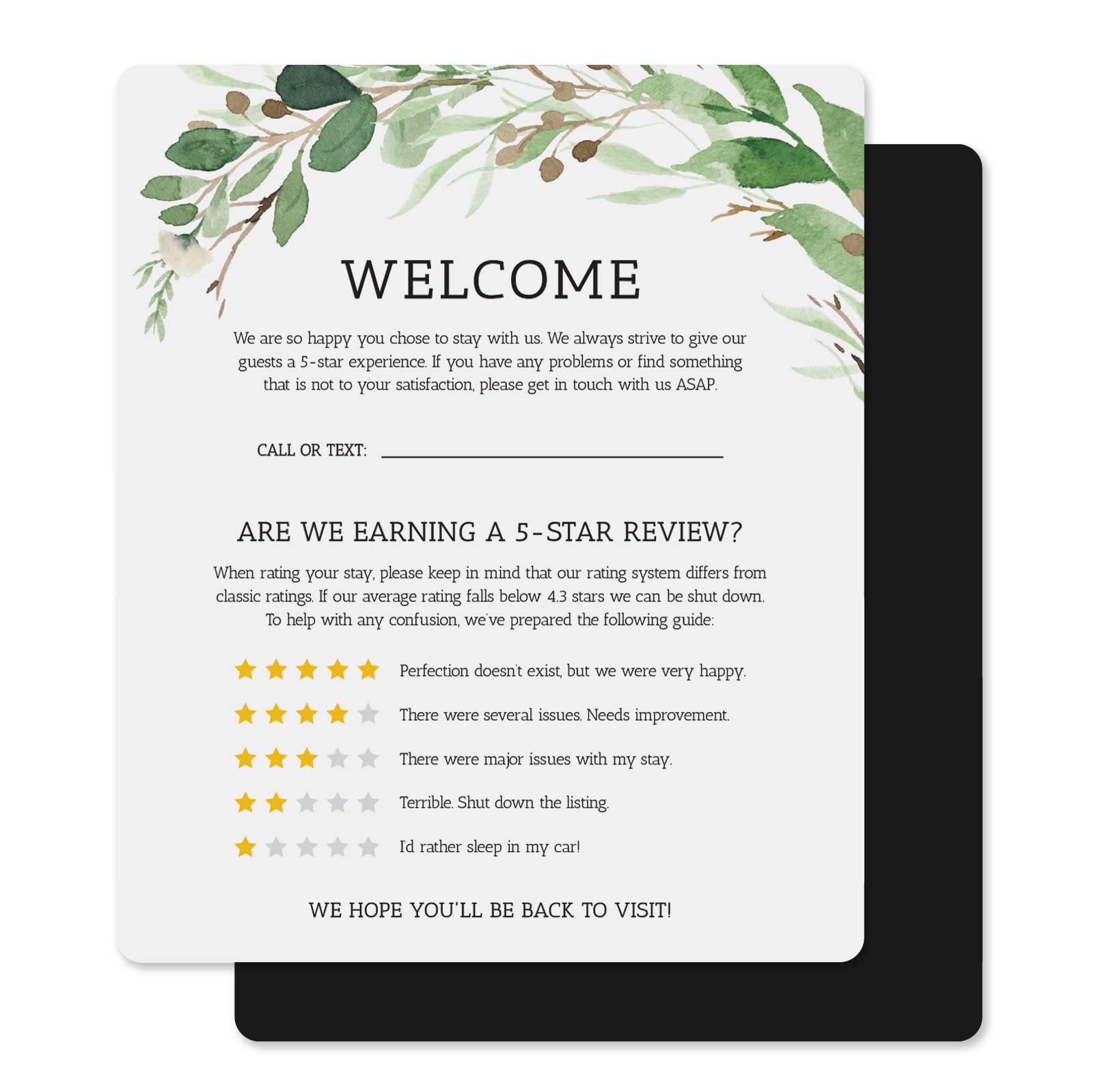 Photo 1 of Guest Review Rating Magnet, 5" x 6" Magnetic Welcome Sign, Feedback Supplies for Vacation Homes, Guest Rooms, Airbnb, VRBO, Short-Term Rentals, Executive Suites, Hotels (Green)