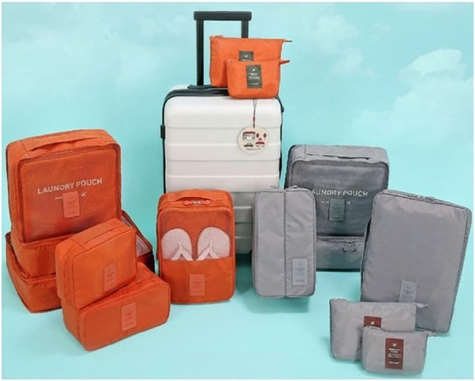 Hanxue 6 Pcs Packing Cubes Travel Pouches Luggage Pouch Waterproof Duffel Bag (Grey)