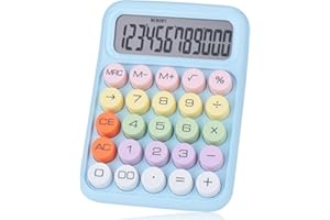 HOLOTIOEE Mechanical Pushbutton Calculator,12 Digit Large LCD Display,Big Buttons Easy to Press,Colorful Candy Calculator,Automatic Sleep,with Battery.for Office,School, Home. (Blue)