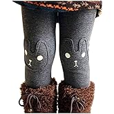 BOWKITE Kids Girls Winter Leggings Bunny Printed Thick Warm Fleece Pants for 2-7 Years