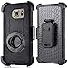 For Samsung Galaxy S7 EDGE Case (Not for S7), PlusMall Rugged Shockproof Hybrid Protective Case Back Cover with Swivel Belt Clip Hard Holster Defender Case Ring Rotating Kickstand (Black)