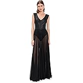 Norma Kamali Women's Double Drop Shoulder Combo Flared Gown