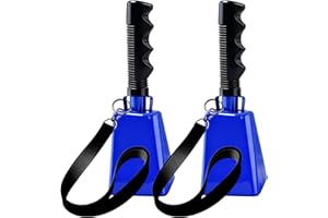HONGDOUO Cow Bell, 2PCS Cheering Cowbells for Sporting Events, 10 Inch Large Cow Bells Noise Makers, Metal Cowbell Instrument with Ergonomic Handle for Football Games, Parties, Graduations, Farm Ranch
