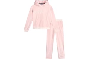 Fila Girls Sweatsuit Set - 2 Piece Soft Matching Velour Pullover Sweatshirt and Jogger Pants for Girls (Sizes: 5-6X)