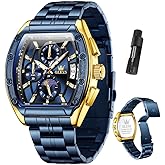 OLEVS Watches for Men Luxury Big Face Stainless Steel Mens Watches Classic Waterproof Analog Quartz Men's Wrist Watch with Date Multifunction Chronograph Dress Watch for Men Relojes para Hombres