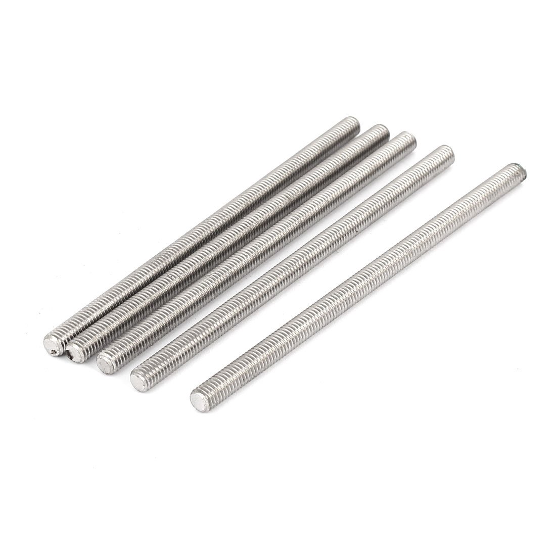 Sourcingmap M6x120mm 304 Stainless Steel Fully Male Threaded Rod Bar Studs Silver Tone 5 Pcs