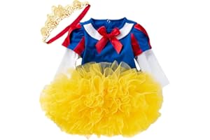 MYRISAM Christmas Costumes for Baby Toddler Girls Snow White Mermaid Princess Birthday Bodysuit Romper Tutu Dress w/Headband