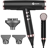 slopehill Professional Ionic Hair Dryer with Diffuser - Lightweight, Compact, Powerful & Fast Salon Blow Dryer with High Speed Brushless Motor for Travel, Women & Men (Ceramic, Black)