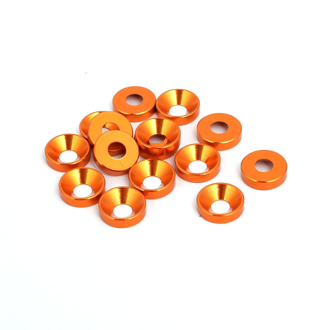 Sourcingmap M4 Aluminium Alloy Cup Head Engine Bay Bumper Washer Orange 15pcs