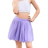 Perfashion Girls Tennis Skirts Ruffle Athletic Skort Tulle Pleated Skirt with Shorts Pockets 4-13Y
