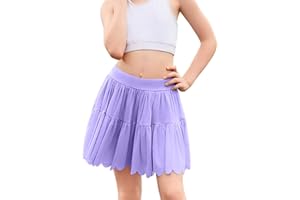 Perfashion Girls Tennis Skirts Ruffle Athletic Skort Tulle Pleated Skirt with Shorts Pockets 4-13Y