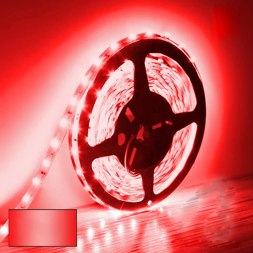 VINBE LED Strip Lights Red 5M 5630 SMD DC 12V LED Room Lights LED Tape Lights, Non-Waterproof