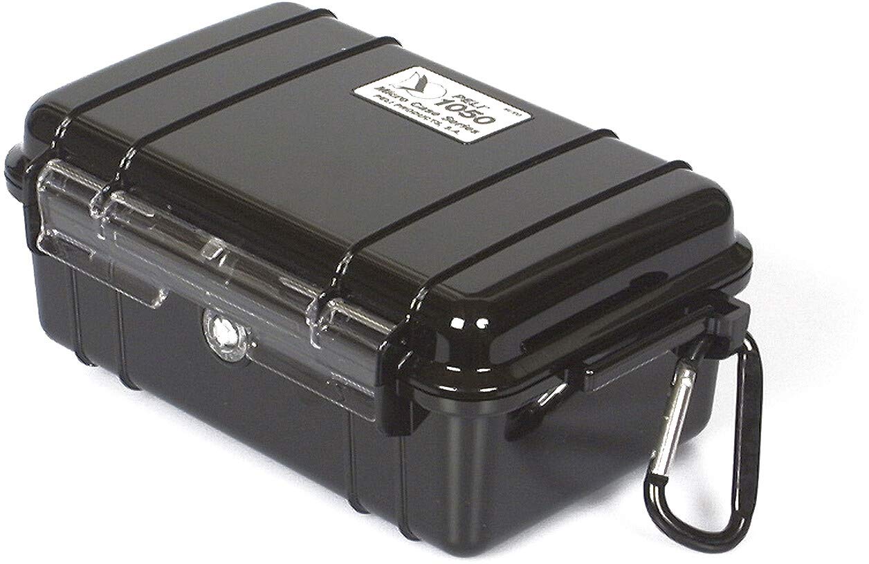 PELI 1050 Micro Case, Protective Box for Small Belongings, IP67 Watertight, 3L Capacity, Made in US, Black/Black Liner