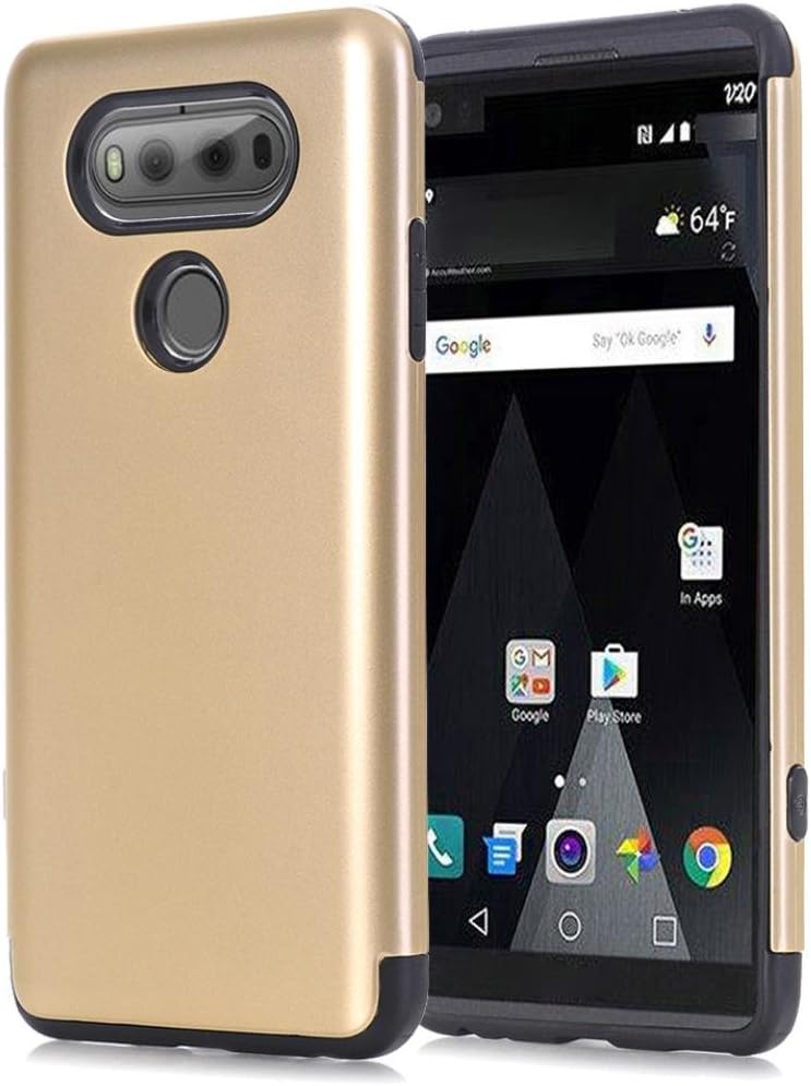 LG V20 Case,AutumnFall Hybrid Shockproof Hard Protective Case Cover for LG V20 (Gold)