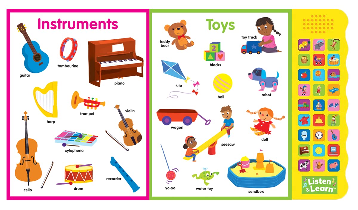 Let’s Learn First Words – Interactive 27-Button Sound Book for Babies & Toddlers | Early Learning Board Book with Adorable Art & Real-World Word Sounds
