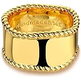GNIRTSI Gold Ring for Women Chunky Gold Accessories Jewelry for Women Non Tarnish Gold Rings Twisted 14k Gold Band Plated Minimalist Stack Wide Irregular Finger Size 6
