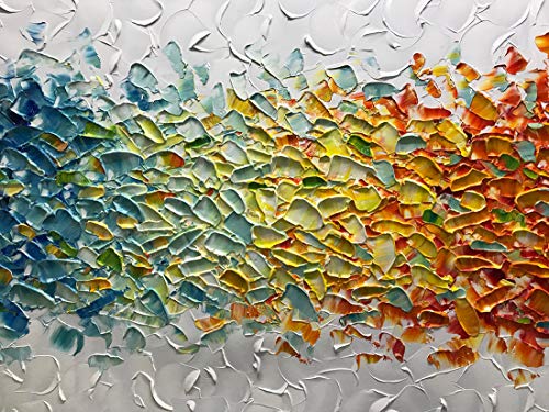 Amei Art Paintings,24x60Inch 3D Hand-Painted Colorful Abstract Frameless Canvas Paintings Contemporary Artwork Simple Modern Home Decor Wall Art Large Oil Painting