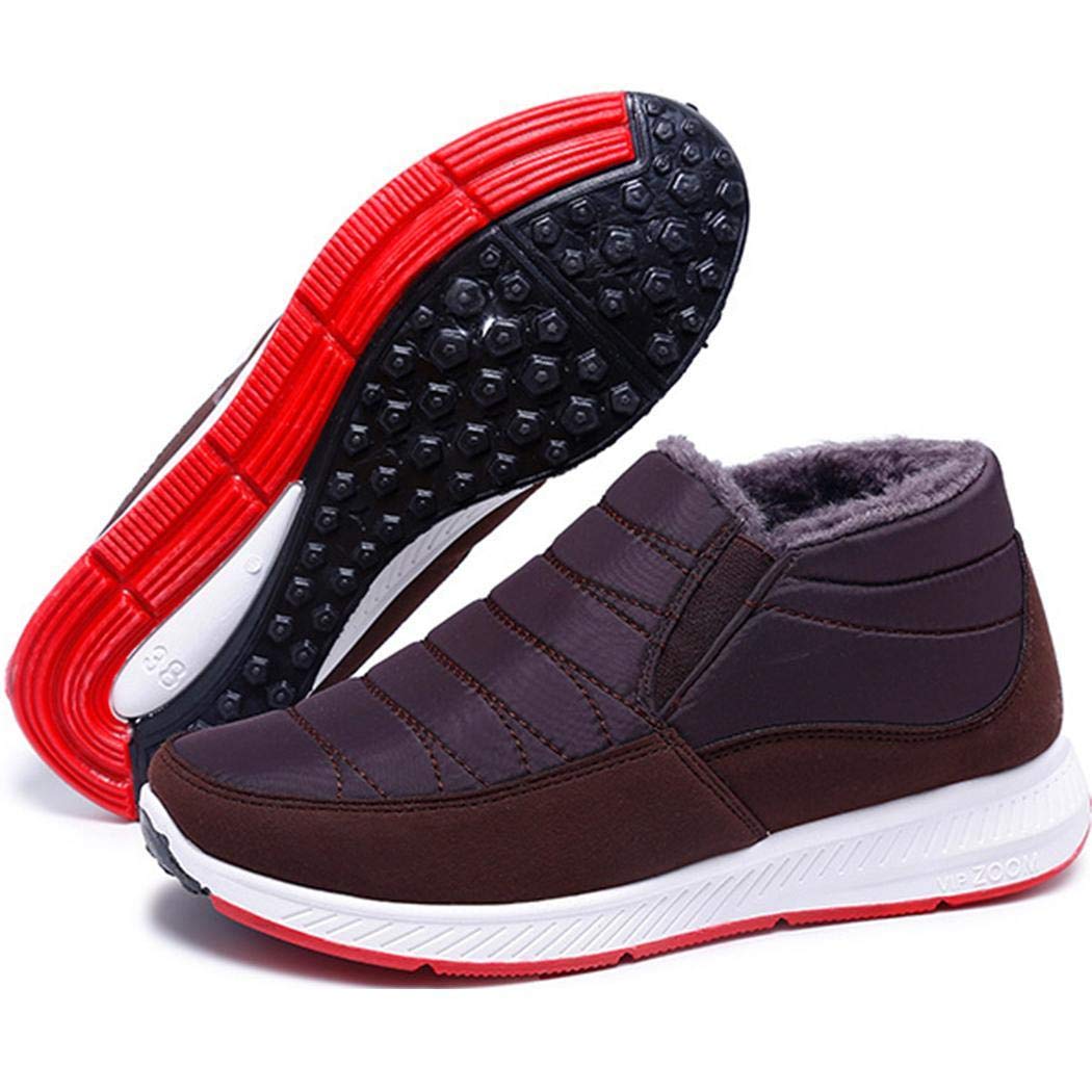 pairris Couple Casual Thick Fluff Lined Snow Boots Flat Heel Round Toe Winter Footwear Lace-ups Coffee