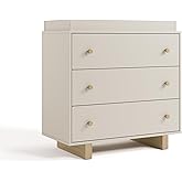 Storkcraft Texas 3 Drawer Chest with Removable Changing Table Topper (Frosted Oat/Driftwood) – GREENGUARD Gold Certified Baby