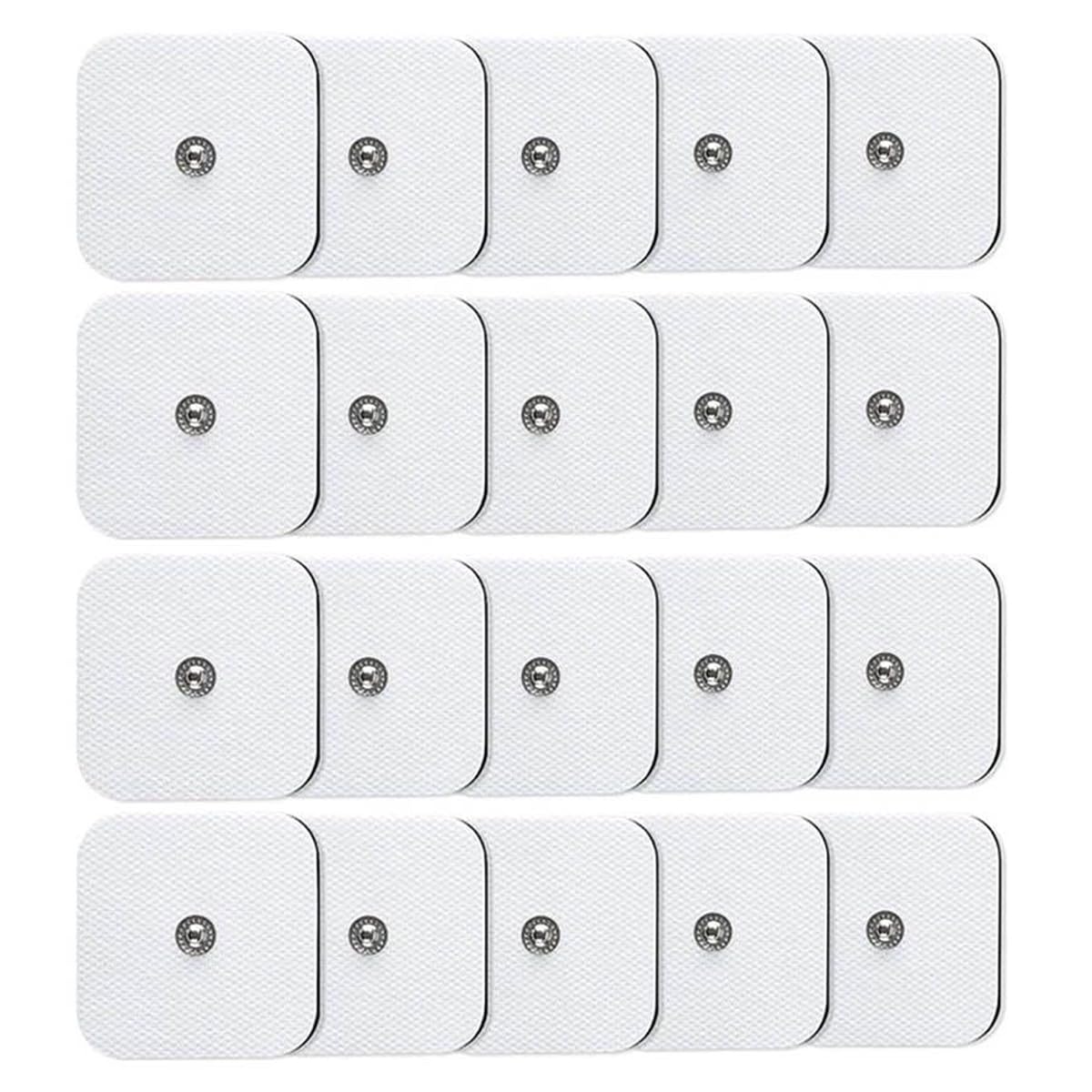 QUEAMBLER TENS EMS Machine Electrodes Pads 2" x2" for TENS Unit Pads for TENS EMS, Pads with 3.5mm Snap Connectors 20 Pieces