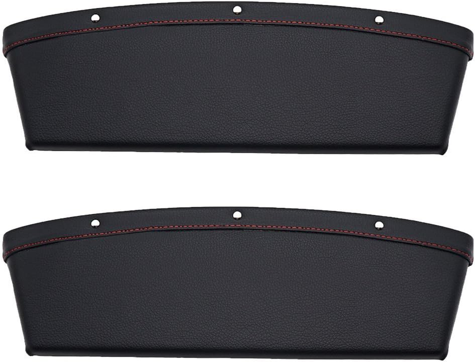 LOCEN Premium PU Leather Car Seat Gap Filler Catch Side Pocket Organizer set of 2 Black