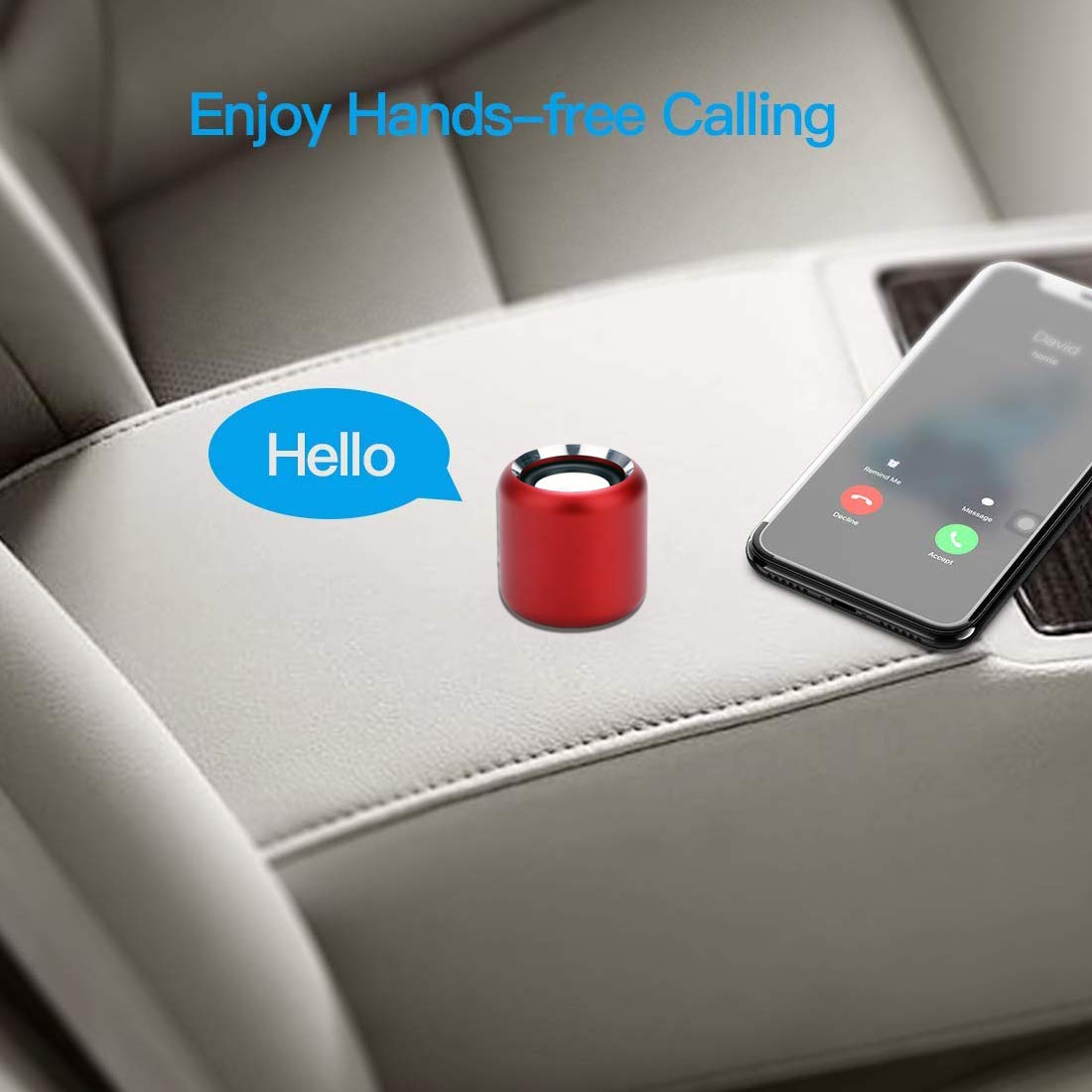 Wireless Mini Bluetooth Speaker Small Loud Portable Speakers for Home, Outdoors, Travel with 5-Hour Playtime, Subwoofer, Enhanced Bass (Red)