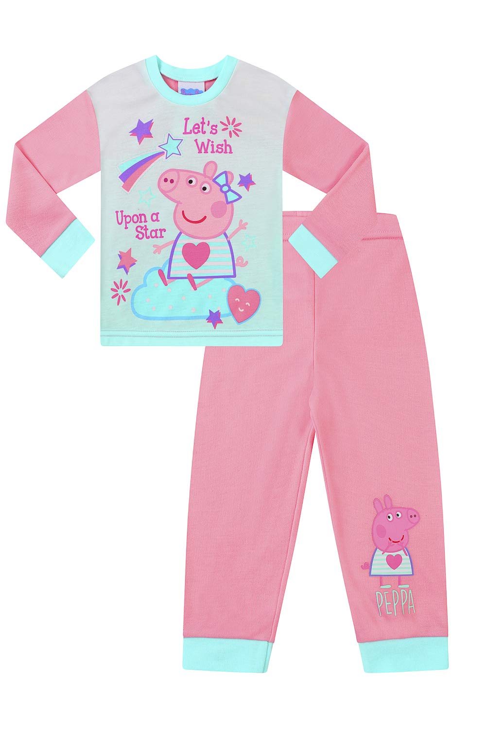 Girls Peppa Wish Upon a Star Cute Pyjamas - Ages 1-5 Years Kids PJ Sets Pig