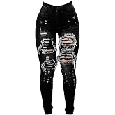 Women's High Waist Plus Size Destroyed Jeans Slim Skinny Ripped Trousers Stretch Denim Pants