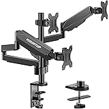MOUNTUP Triple Monitor Stand Mount - 3 Monitor Desk Mount for Computer Screens Up to 27 inch, Triple Monitor Arm with Gas Spr