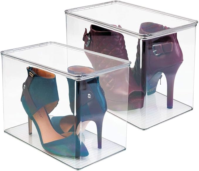 mDesign Shoe Storage Box Set of 2 High Heel Storage Container for