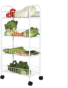 Carro de Almacenamiento de Cocina de 4 Niveles con Ruedas Estante de