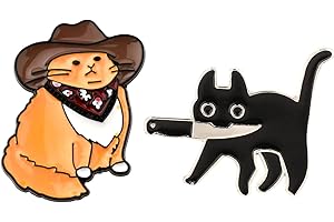 WLLHYF 2PCS Cat Enamel Pin - Cute Novel Brooches Lapel Pins Animal Decorative Badge for Jacket Hats Backpacks Bags Fits Men Women Boys and Girls