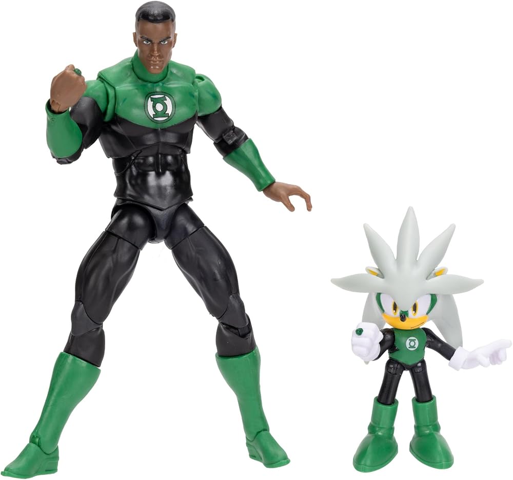 Sonic the Hedgehog DC X Sonic Silver as Green Lantern 6cm 13cm Pack