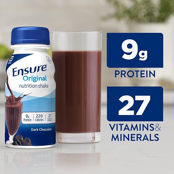 ENSURE ORIGINAL DARK CHOCOLATE NUTRITION SHAKE | MEAL REPLACEMENT SHAKE | 6 COUNT (PACK OF 1)