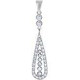 Jewels By Lux Sterling Silver Womens Cubic Zirconia Fashion Teardrop Charm Pendant