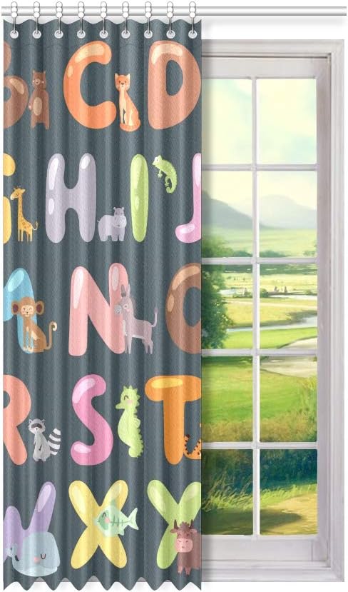 Mant Vn Bebe Puericulture Rideaux Rtosd Fenetre Rideaux Chambre Mignon Alphabet Zoo Avec Des Animaux De Dessin Anime Isole Un Garcon Rideaux Pour Chambre 50 X 84 Pouce Une Piece Pour Patio