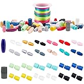 PH PandaHall Break Away Safety Clasp Buckle, 40 Set 20 Styles Plastic Bead Barrel Connectors with 10 Yards 2mm Colorful Nylon String Cords for Necklace Bracelet Jewelry DIY Craft Making