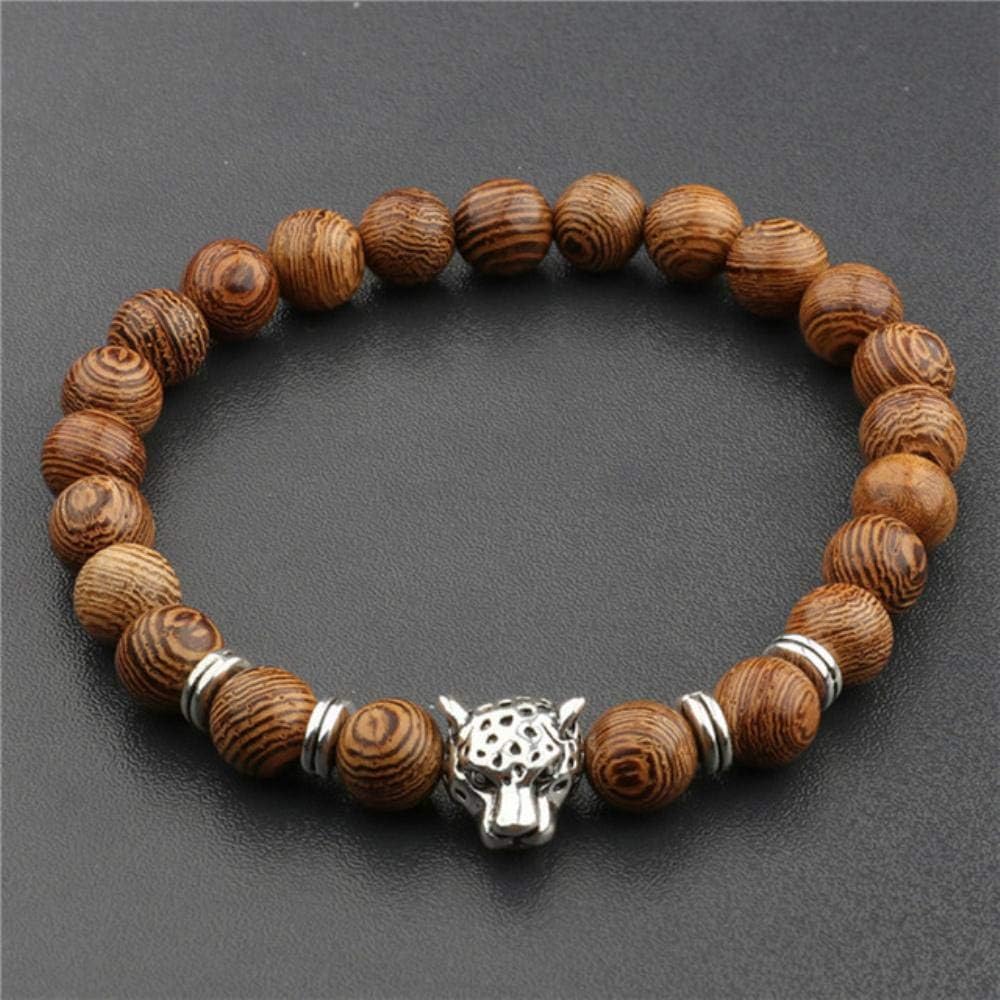 Charm Men Women Leopard head Unisex Bracelet Natural Sandalwood Woods Beads Bracelet Rosary,Leopard head