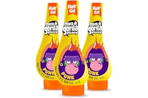 Moco de Gorila Punk, Hair Styling Gel, Reactivate with water, Long-lasting Hold, 3-Pack of 11.99 Oz Each, 3 Squeezable Bottles.