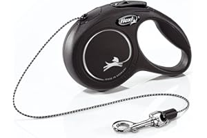 FLEXI New Classic Cord Retractable Dog Leash for Small Dogs up to 18 lbs. – 10 ft., Black | Tangle-Free Pet Walking Leash with One-Handed Brake, Pause, Lock|German Quality Product