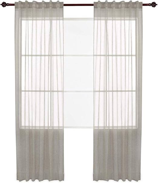Home & Garden White Sheer Curtains Panels Drape with Rod Pocket/Back