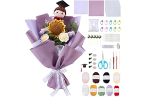ORIGACH DIY Crochet Graduation Bouquet with Personalized Doll Kit for Beginner Adults Handmade Crochet Sunflower Bouquet & Gr