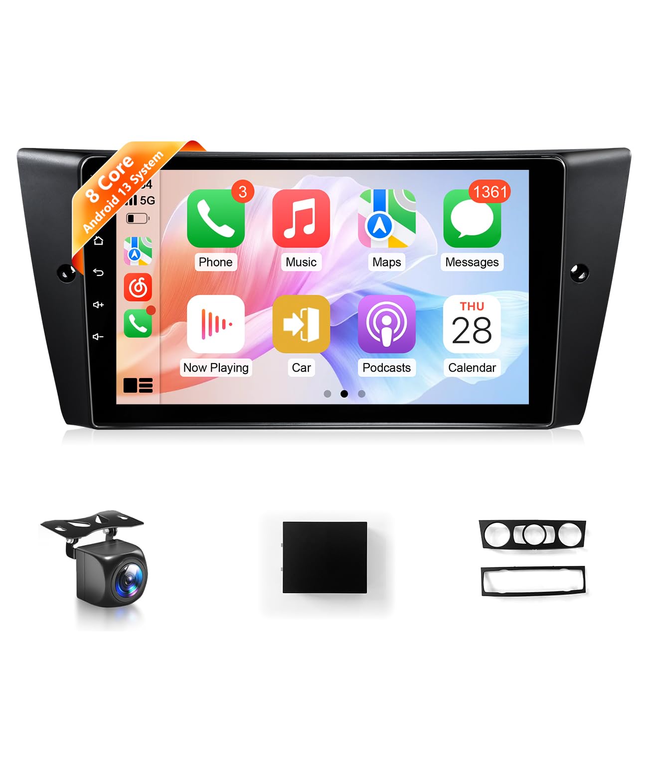 Photo 1 of Wadpon Stereo for BMW 325i 328i 335i E90 E91 E92 E93 2005-2011 Radio with Wireless CarPlay & Android Auto, 9" IPS Touch Screen for 328i Car Navigation GPS BT WiFi FM DSP RDS AUX SWC Carmera, No Fiber